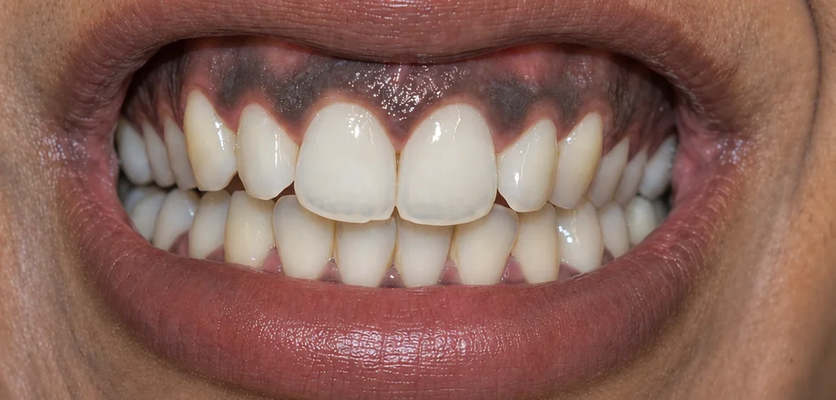 Before Laser gum depigmentation