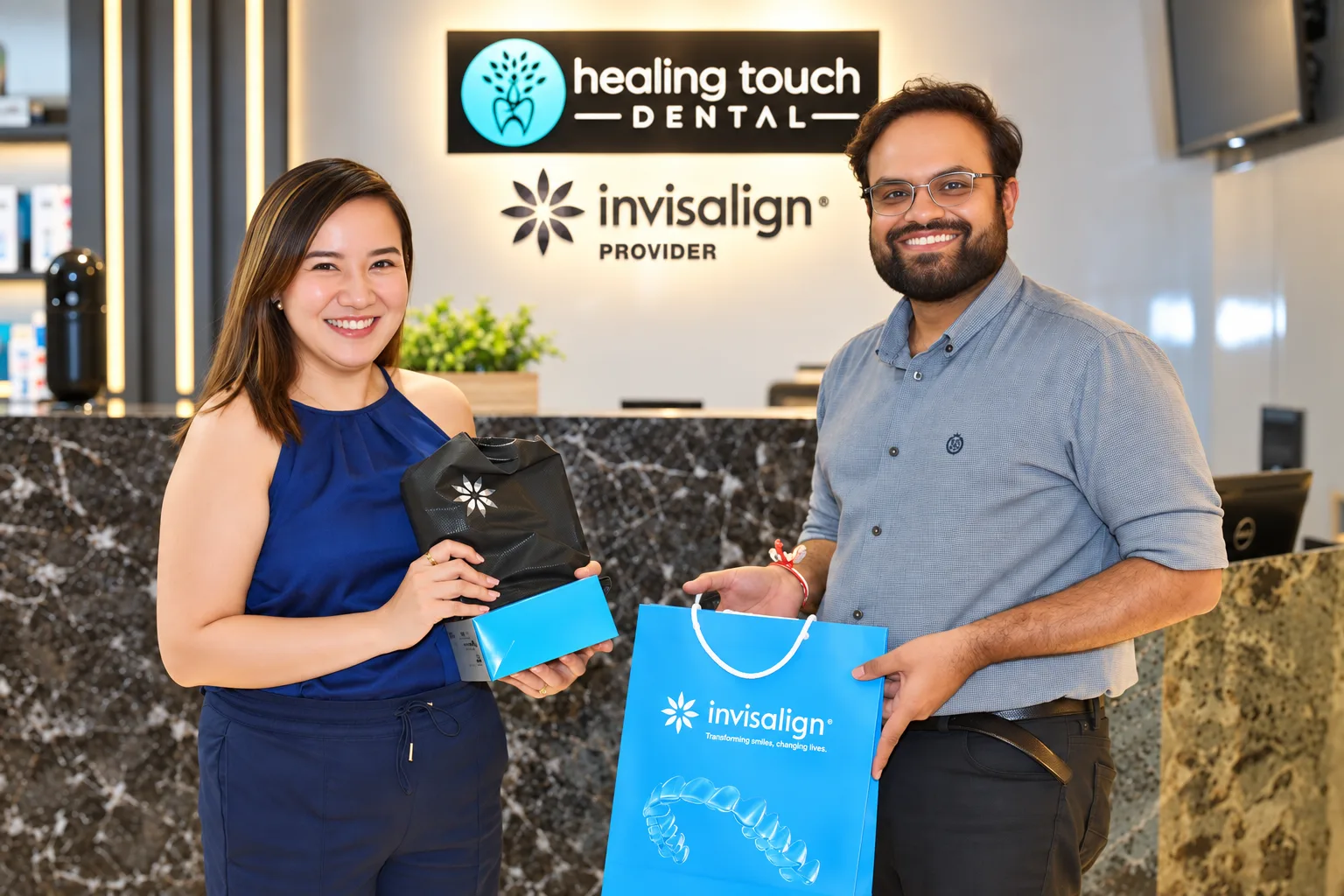 Happy Invisalign patient at Healing Touch Dental, Invisalign Provider in Gurgaon